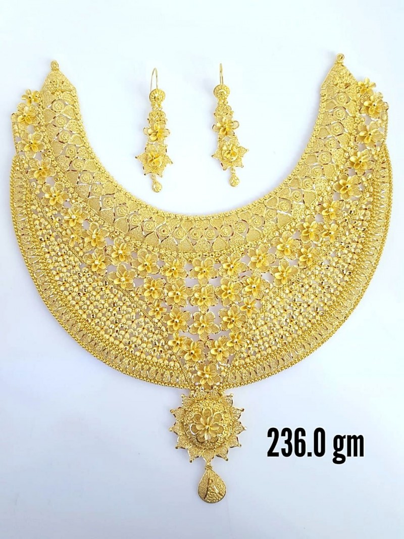 22ct Real Gold Asian/Indian/Pakistani Style Filigree Necklace Set