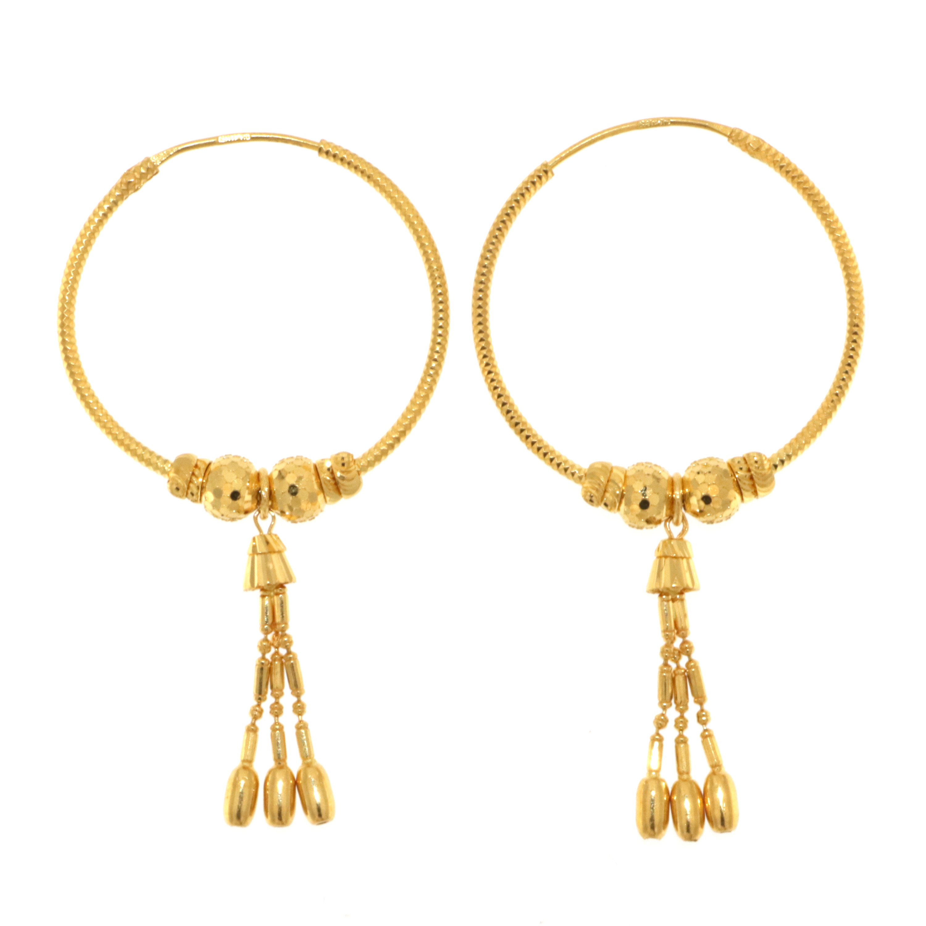22ct Real Gold Asian/Indian/Pakistani Style Hoop Earrings