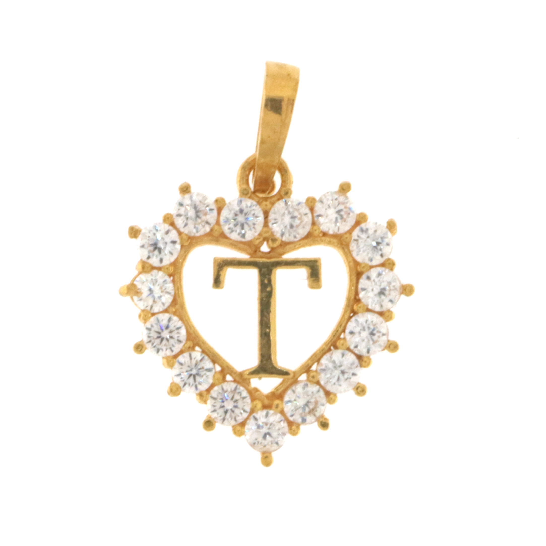 22ct Real Gold Asian/Indian/Pakistani Style Heart 'T' Pendant