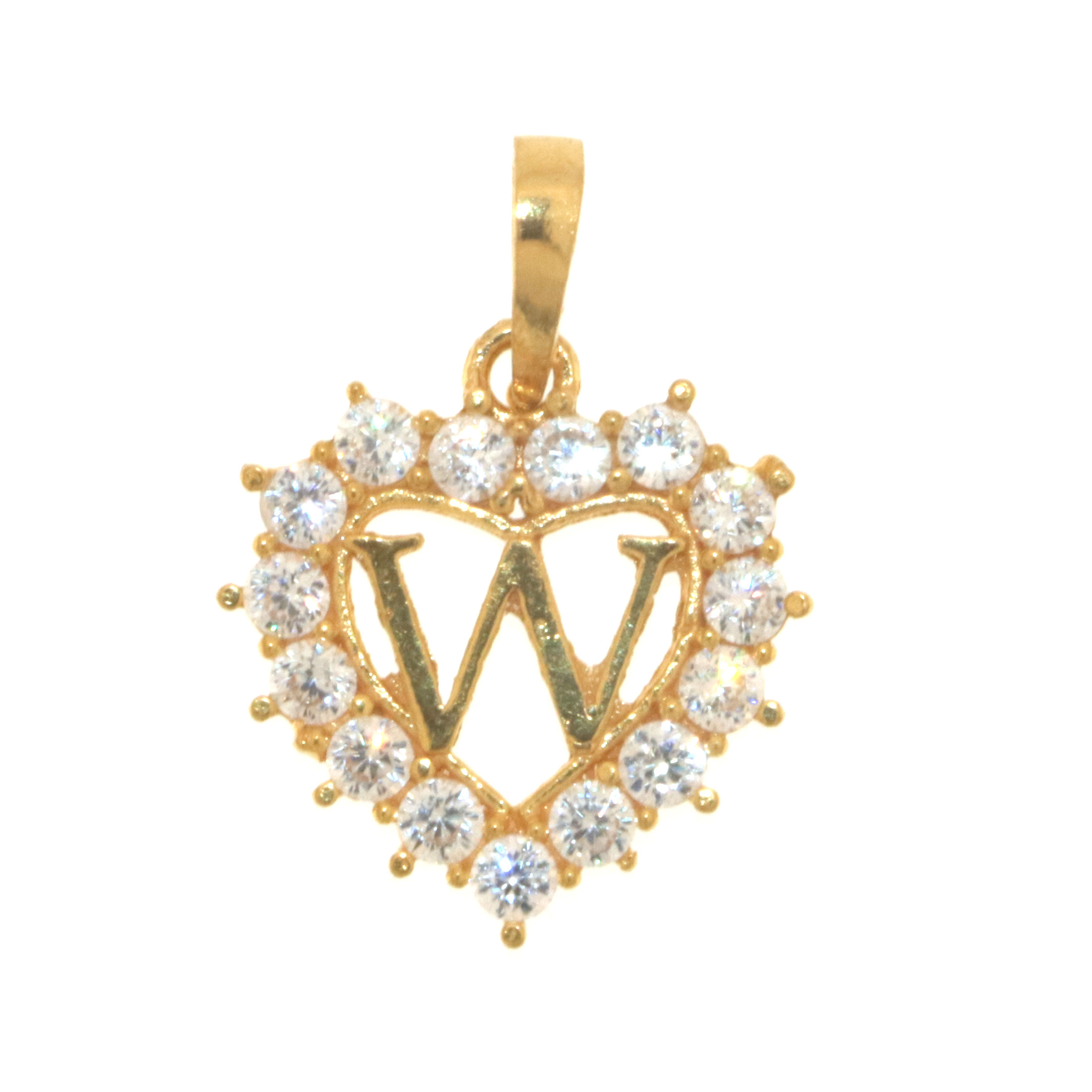 22ct Real Gold Asian/Indian/Pakistani Style Heart 'W' Pendant