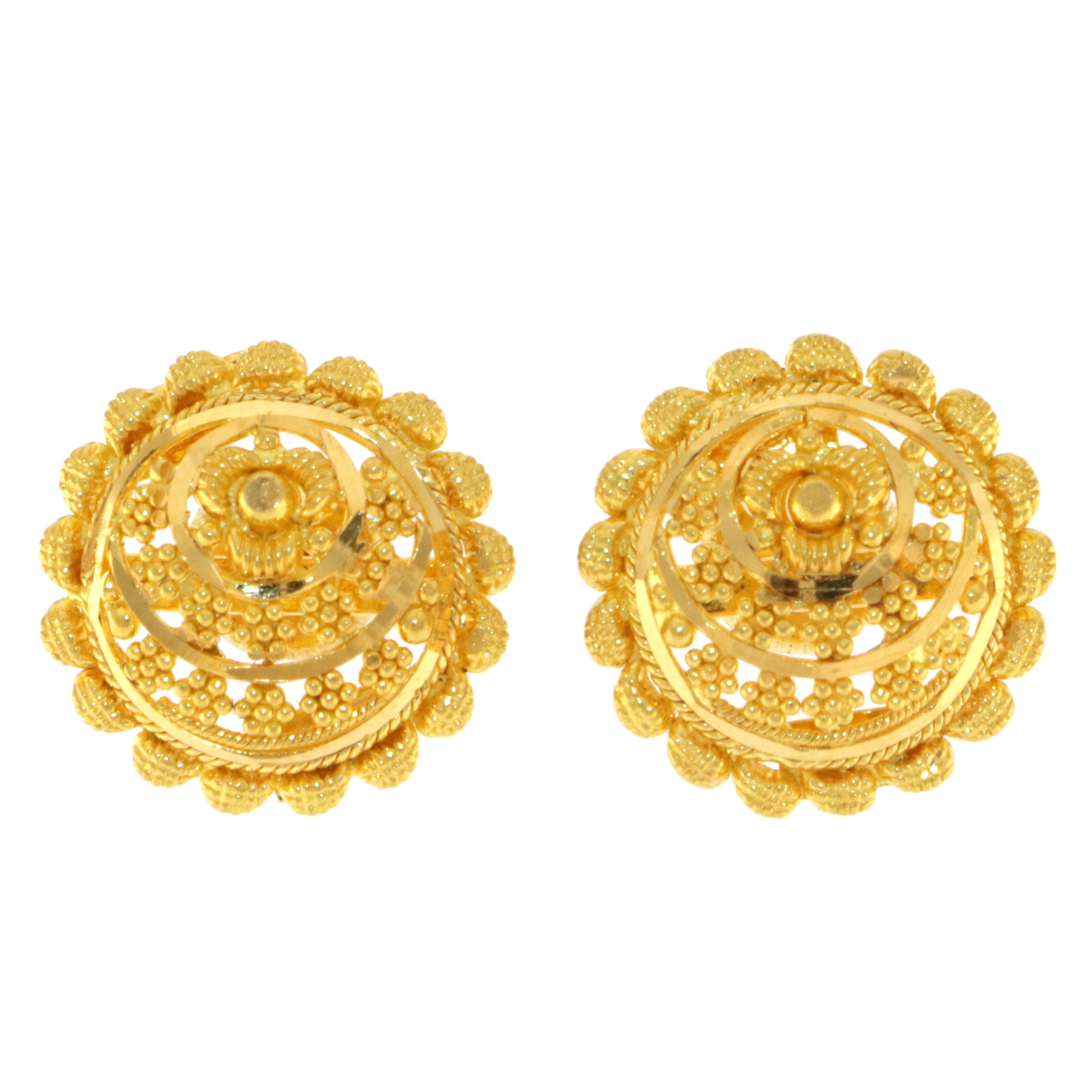 22ct Real Gold Asian/Indian/Pakistani Style Filigree Flower Stud Earrings