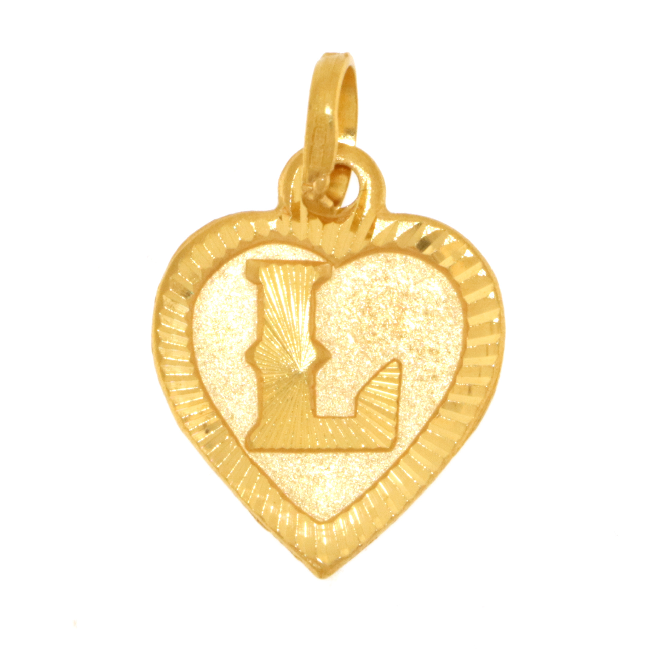 22ct Real Gold Asian/Indian/Pakistani Style Heart 'L' Pendant