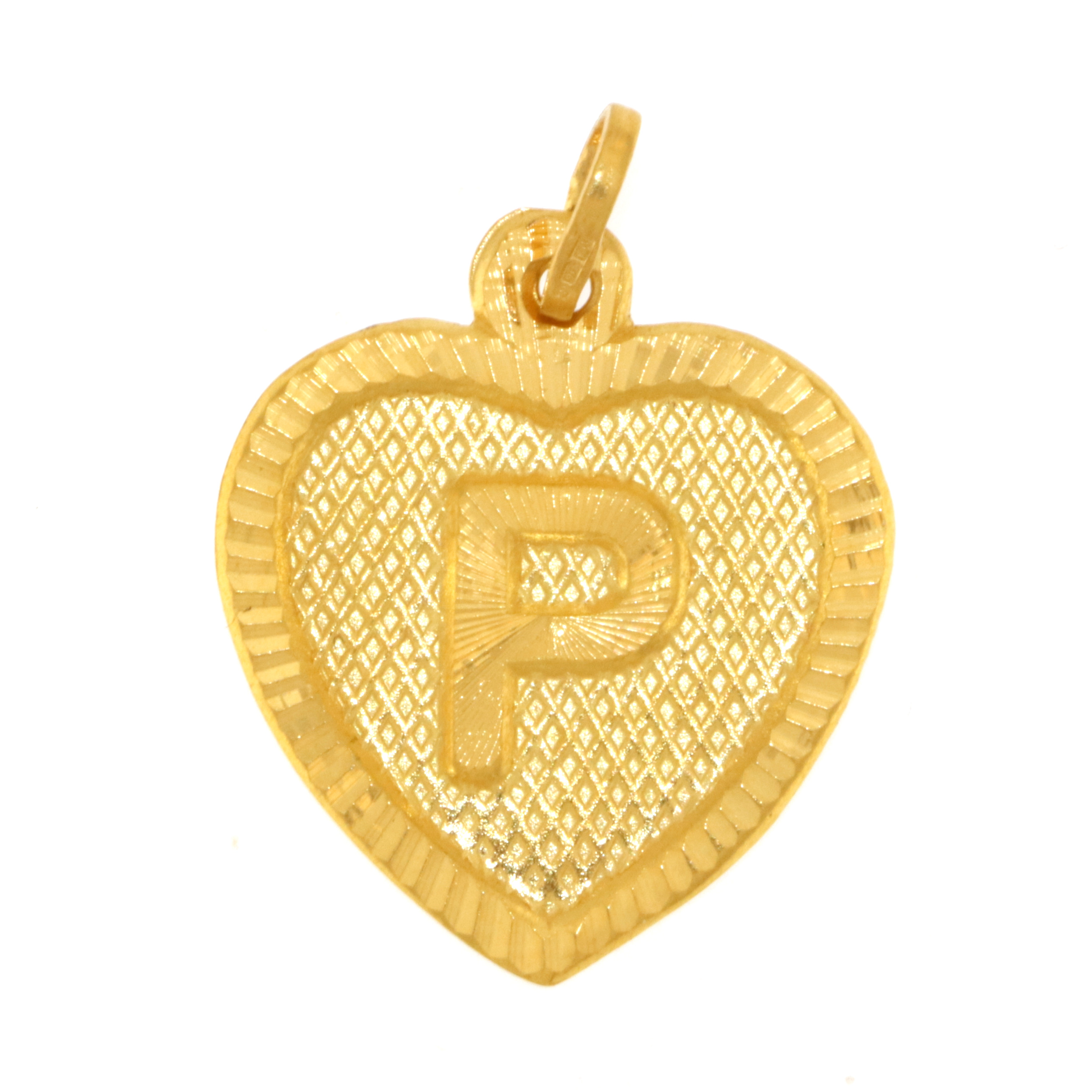 22ct Real Gold Asian/Indian/Pakistani Style Heart 'P' Pendant