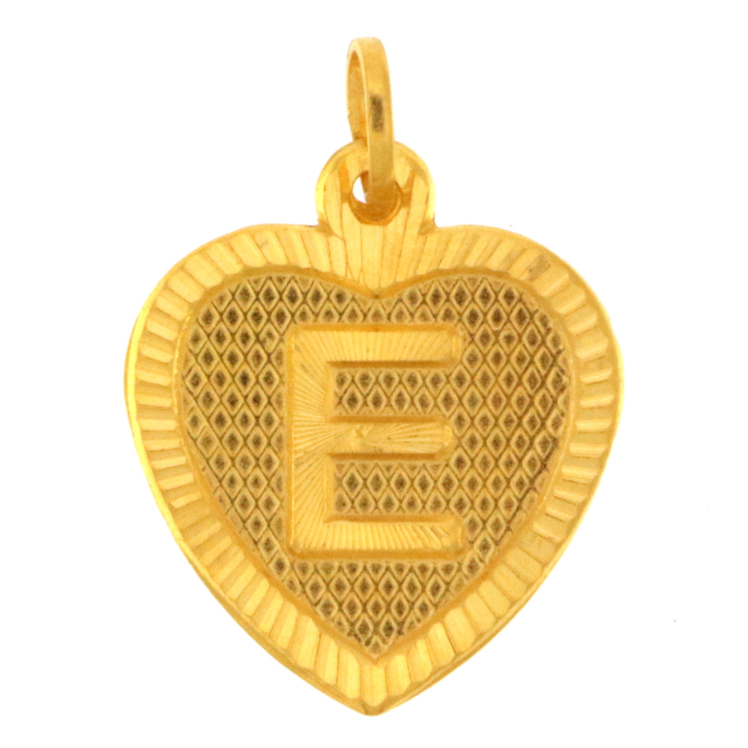 22ct Gold Heart 'E' Pendant