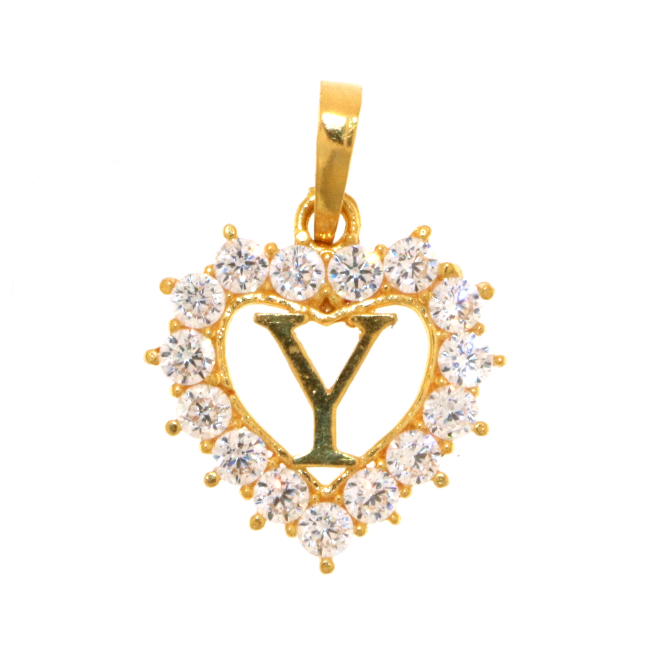 22ct Gold Heart 'Y'  Pendant