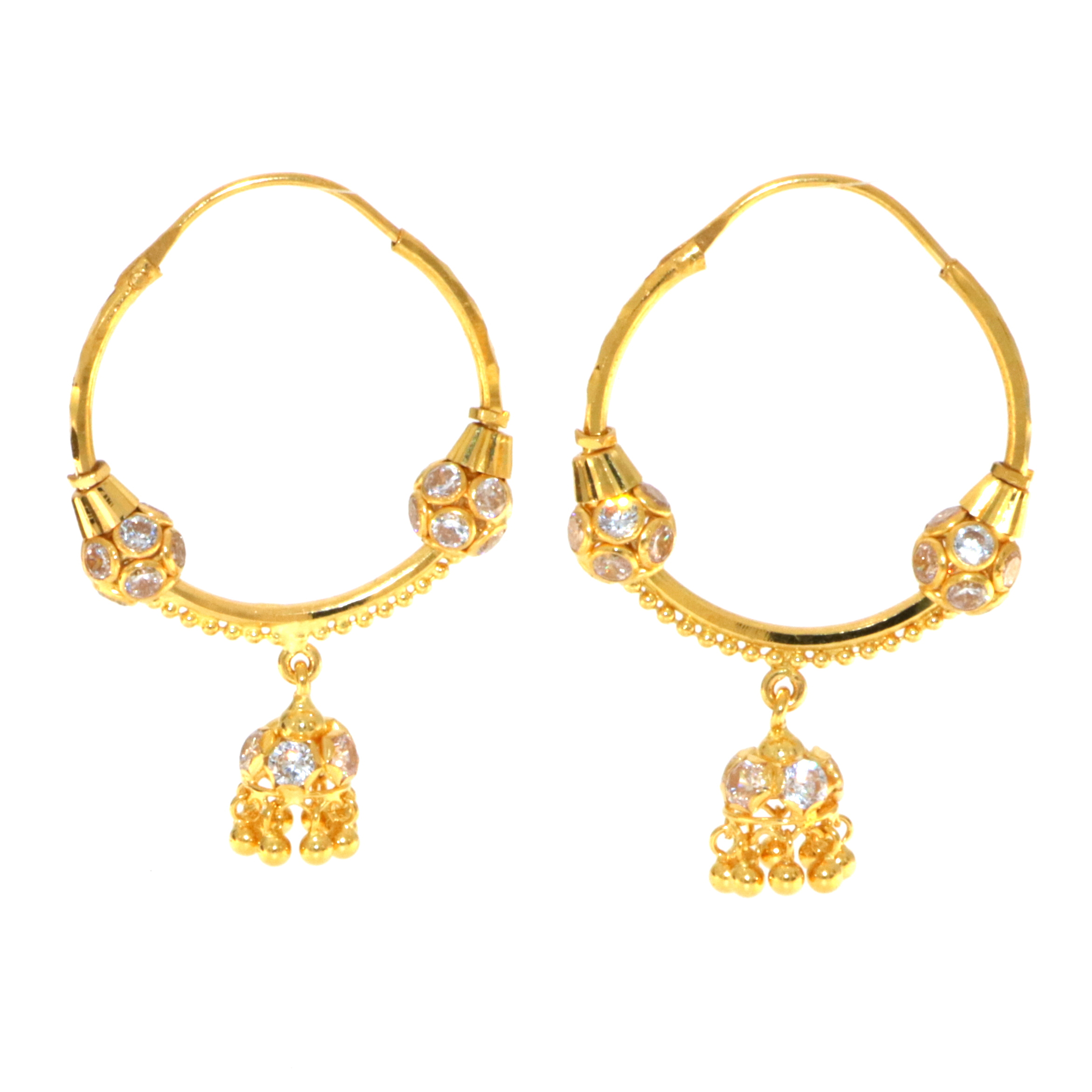 22ct Gold Hoop Jhumkay Earrings