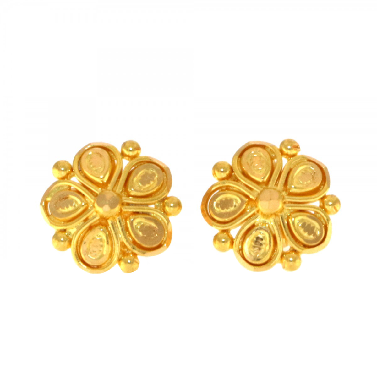 22ct Gold Flower Stud Earrings