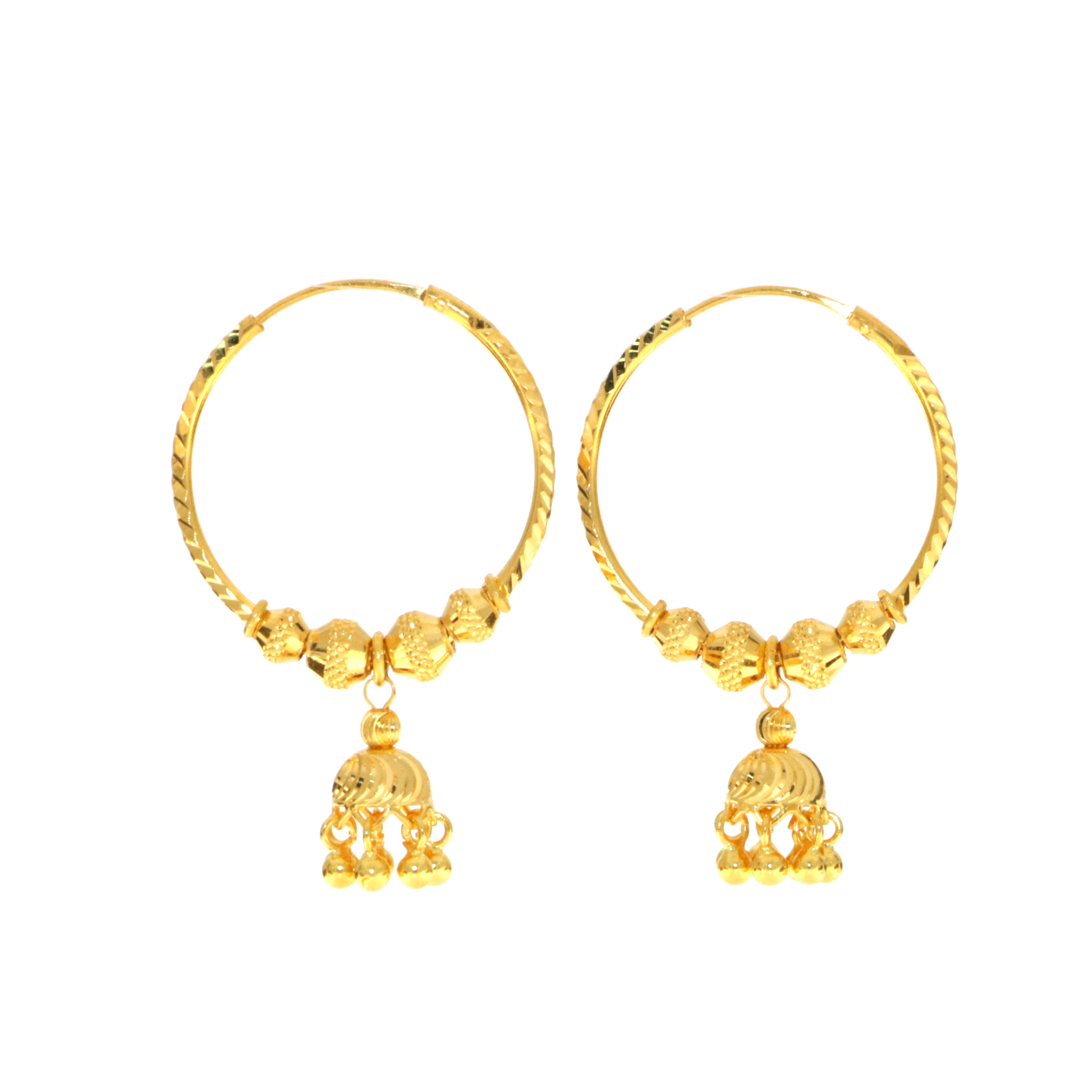 22ct Gold Hoop Jhumkay Earrings