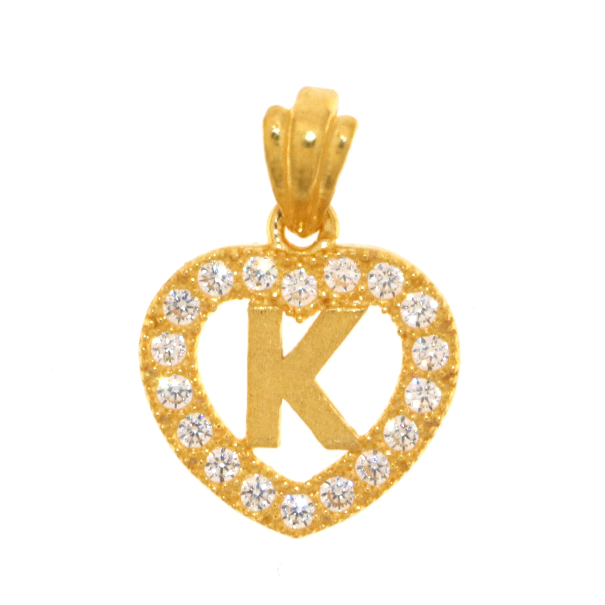 22carat Gold Heart 'K' Pendant