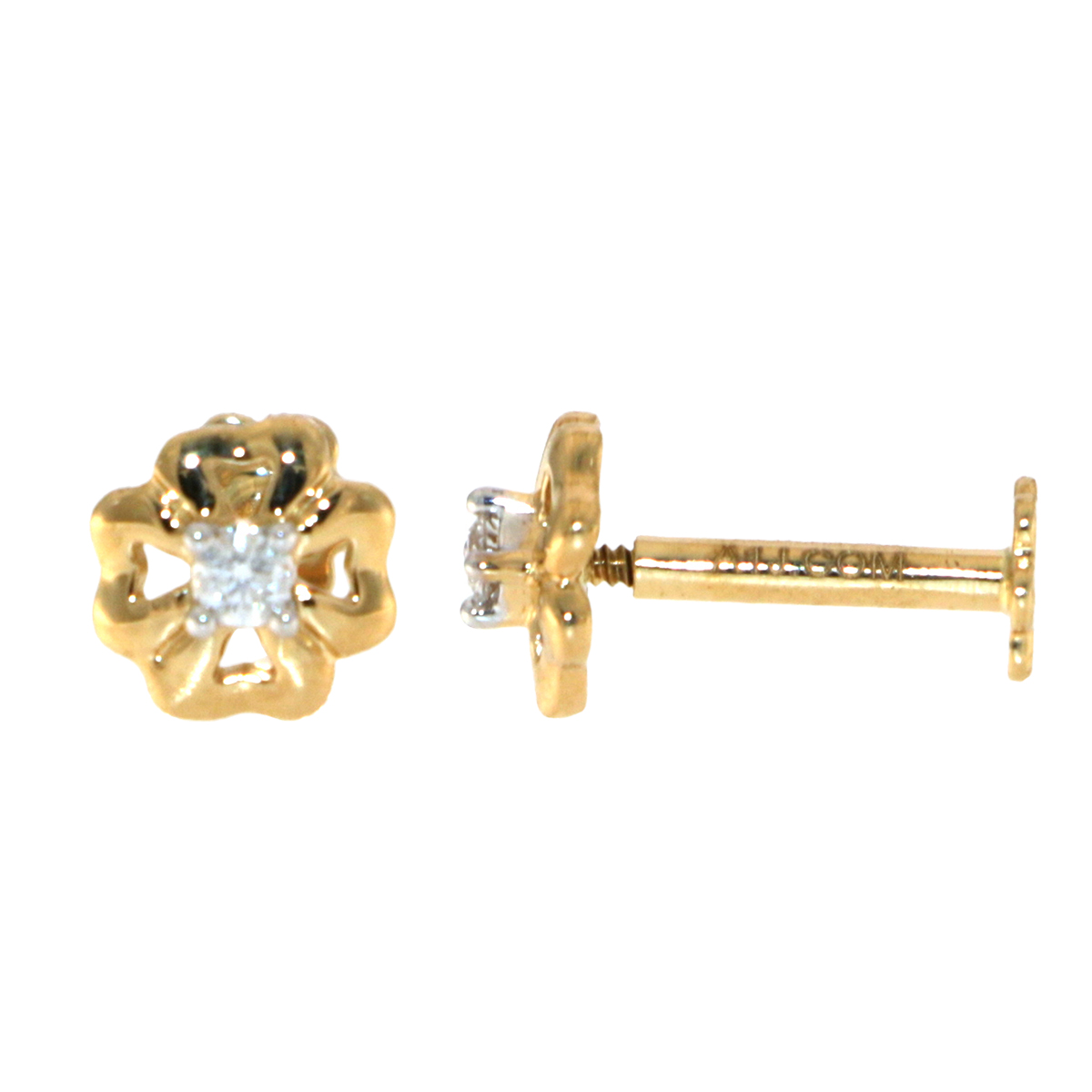 18ct Gold Four Claw Diamond Nose Pin