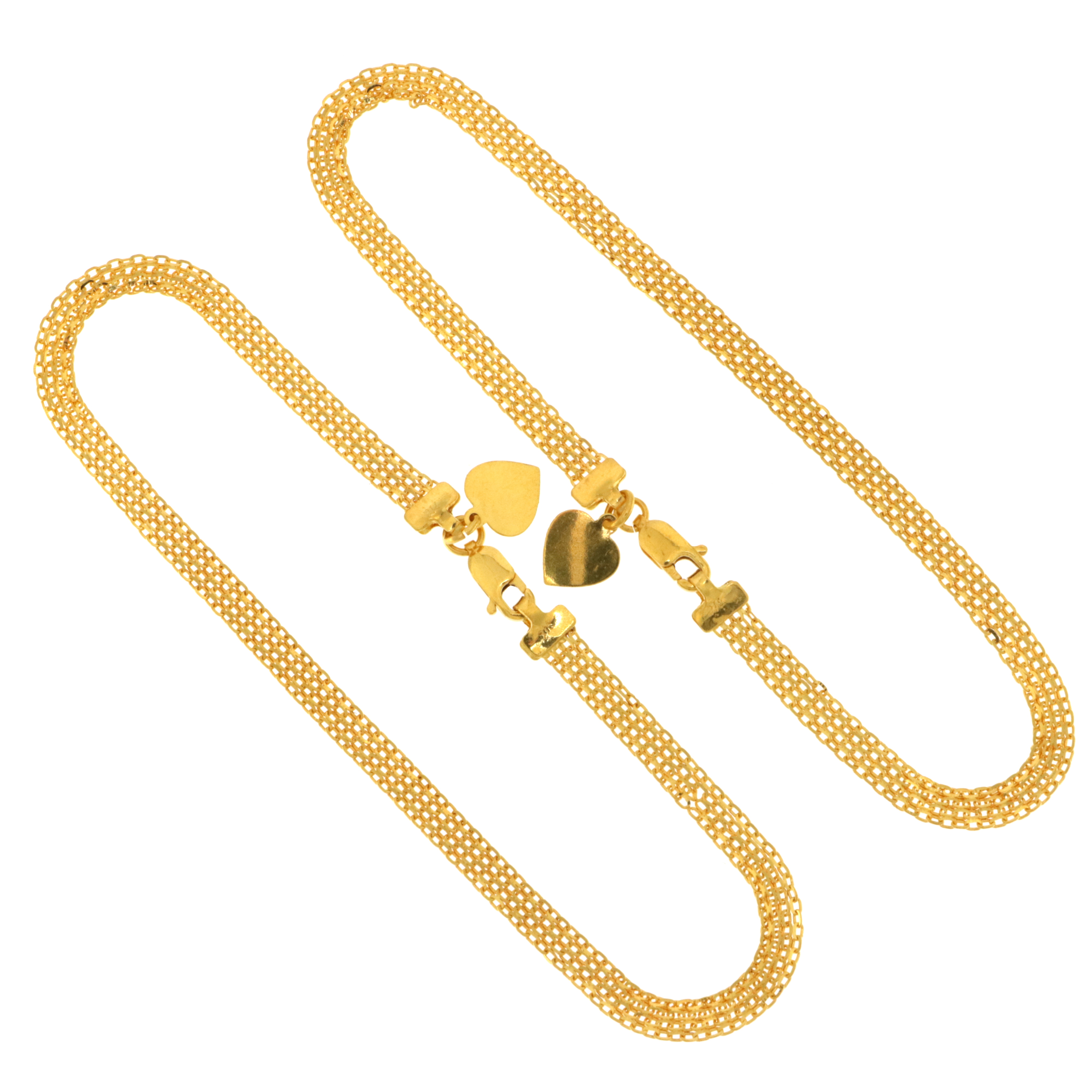 22ct Gold Heart Charm Anklets (Pair)