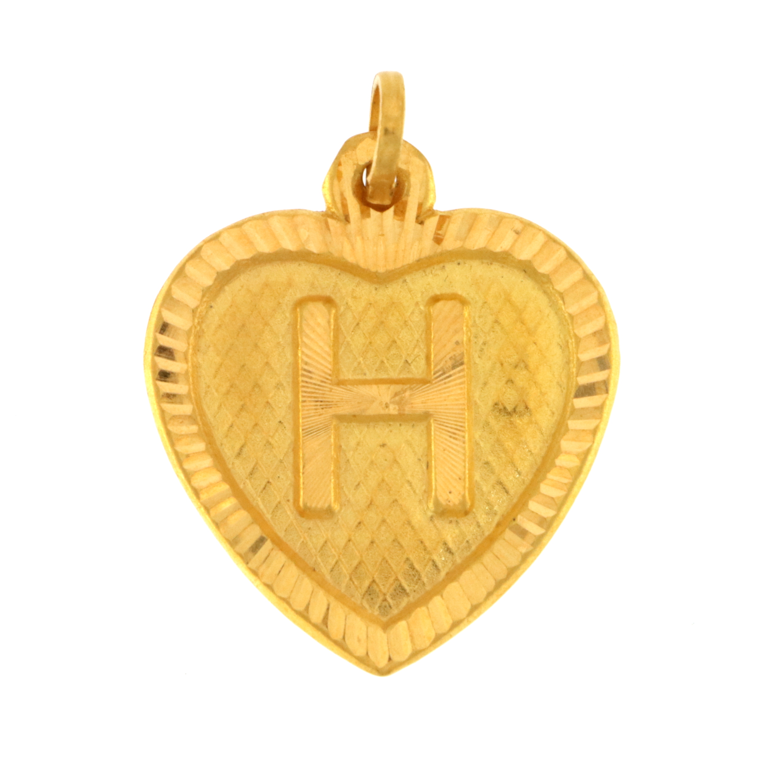 22carat Gold Heart 'H' Pendant