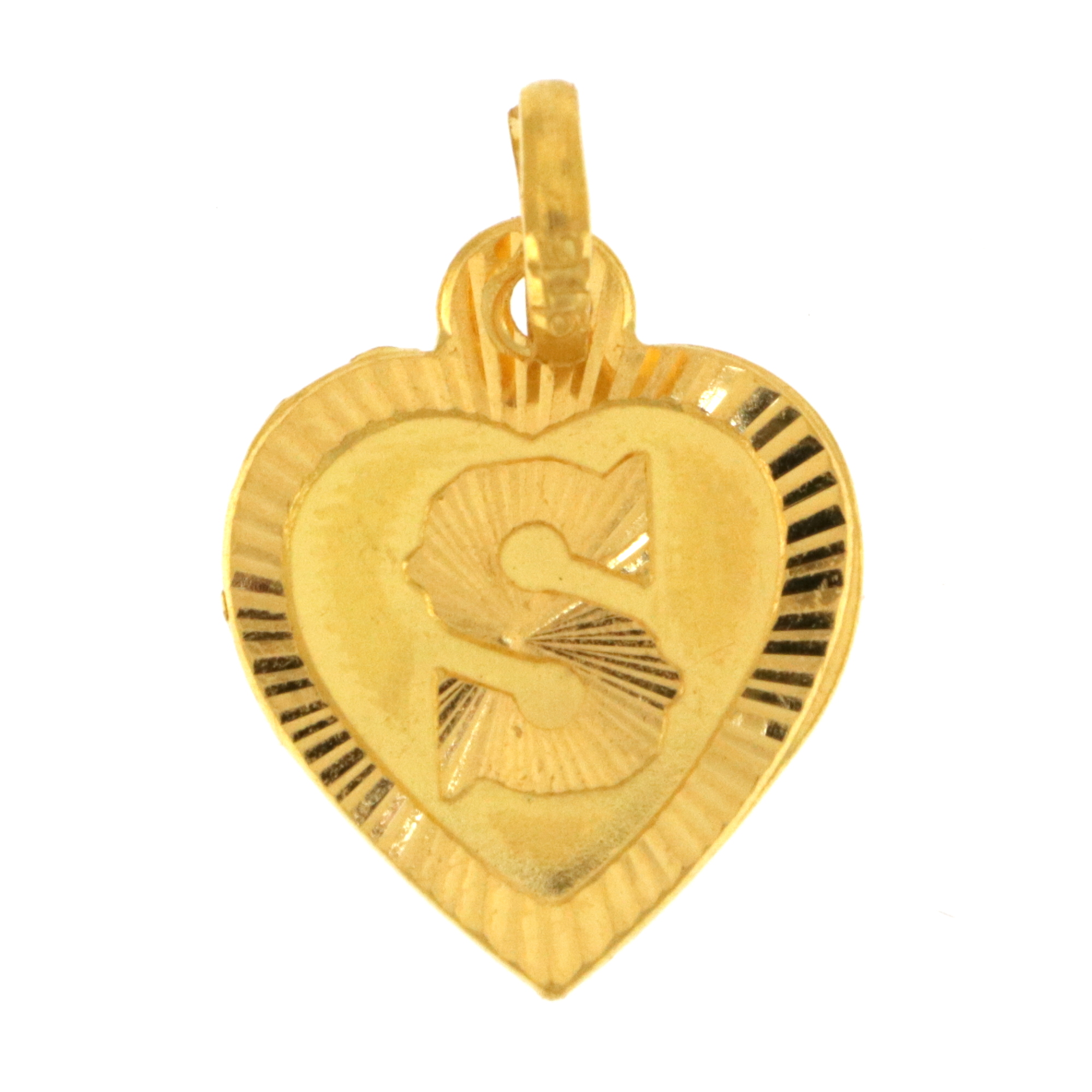 22carat Gold Heart 'S' Pendant