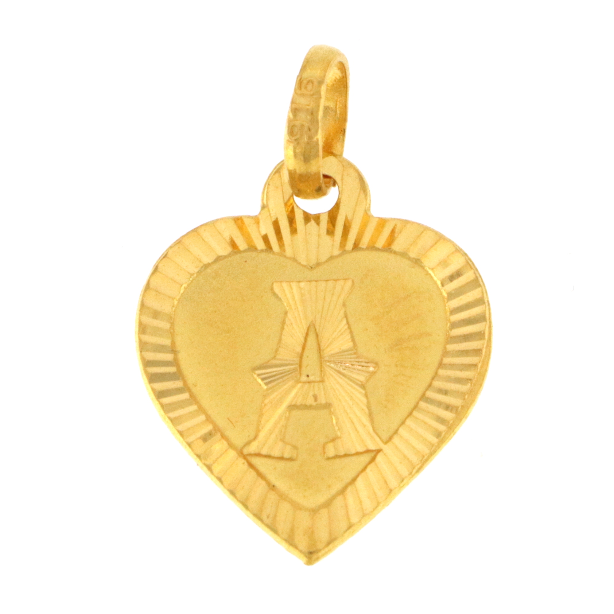 22carat Gold Heart 'A' Pendant