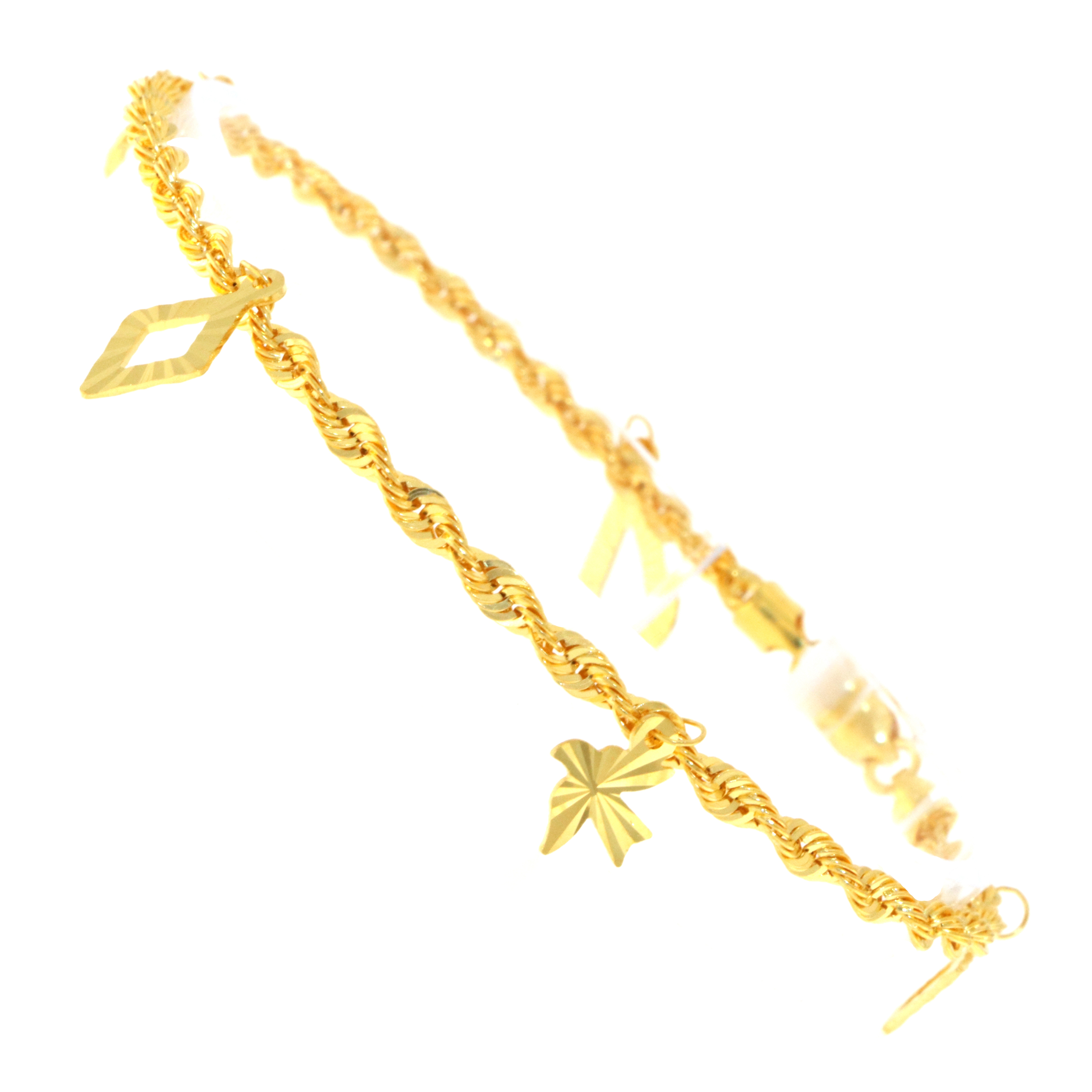 22ct Gold Charm Hollow Bracelet