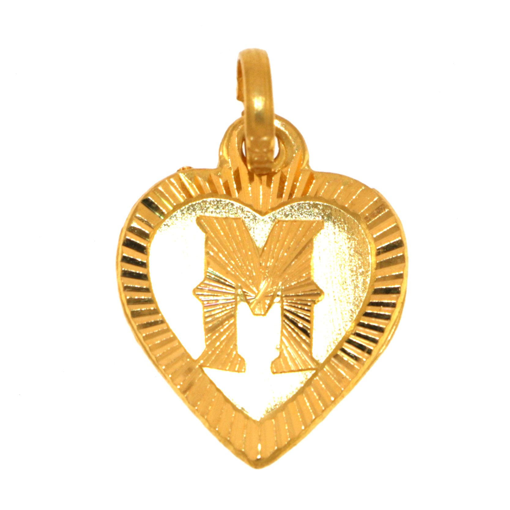 22ct Gold Heart 'M' Pendant