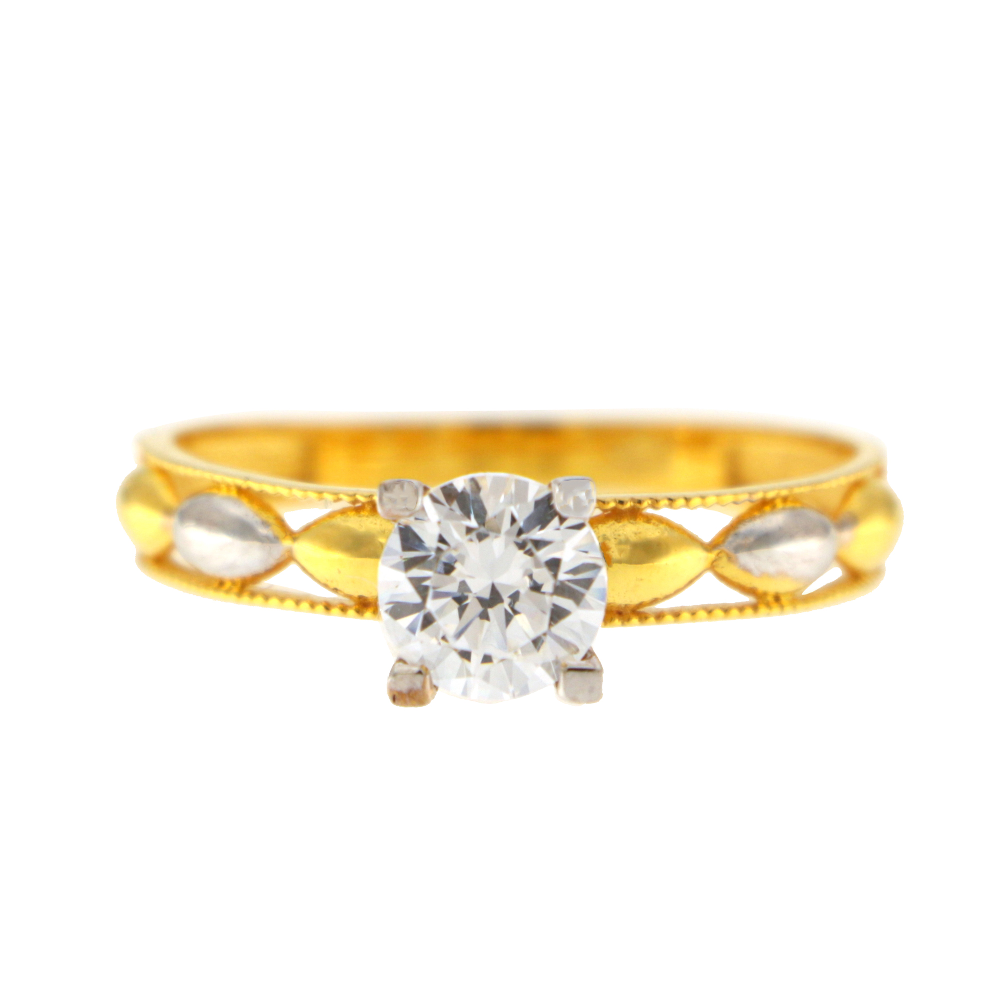 22ct Two Colour Gold Solitaire Ring