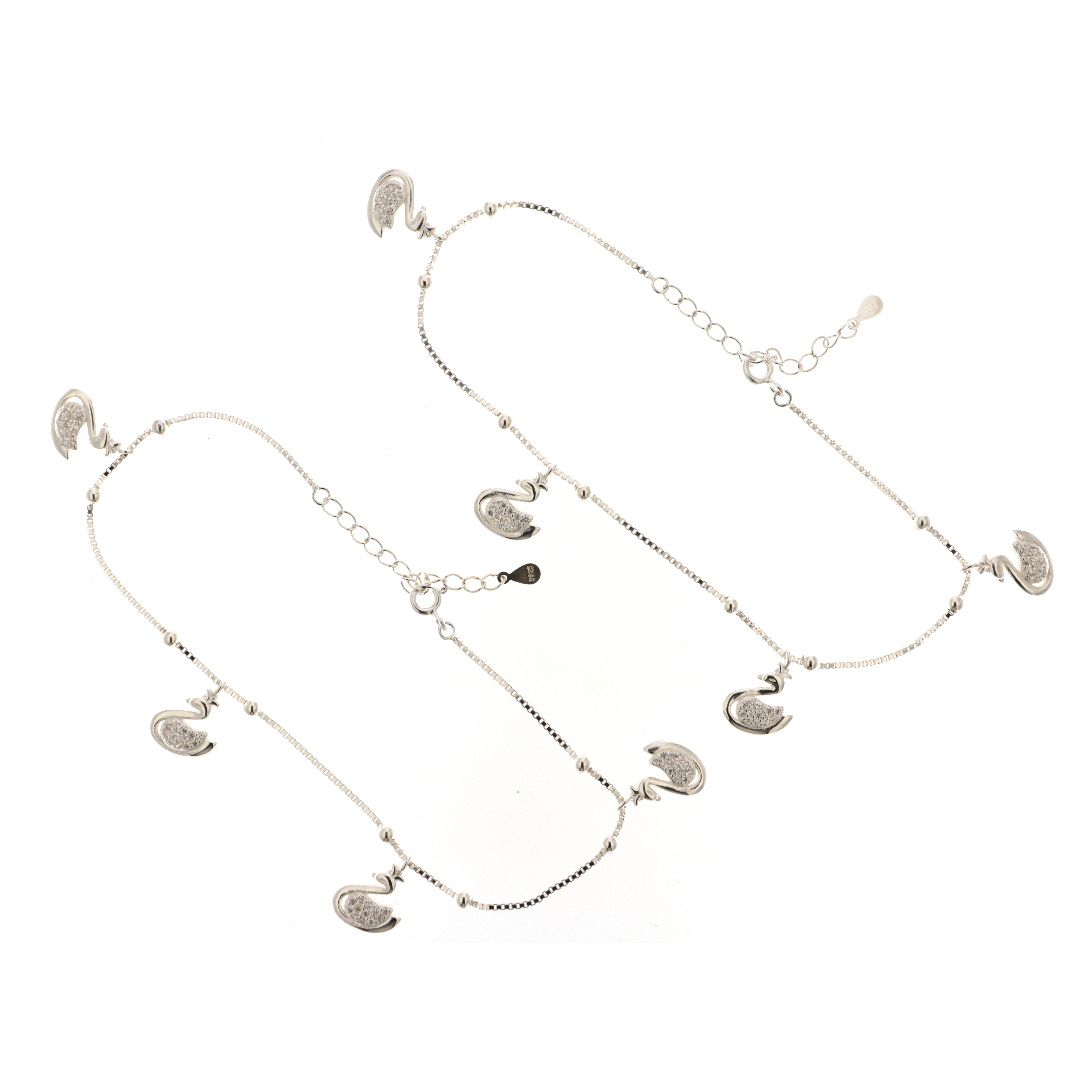 925 Sterling Silver Charms Anklet (Pair)