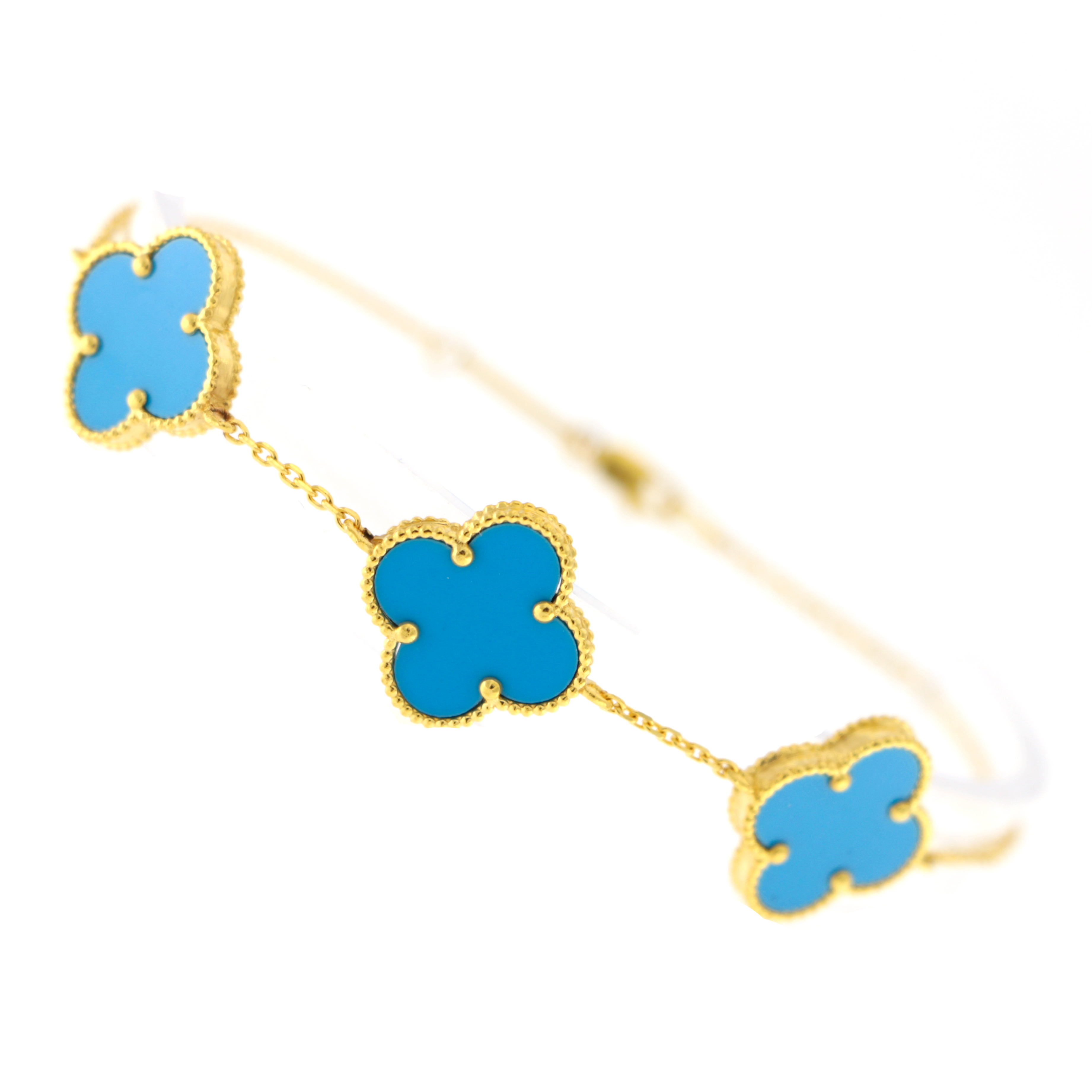 22ct Gold Blue Clover Leaf Bracelet | 5.59g