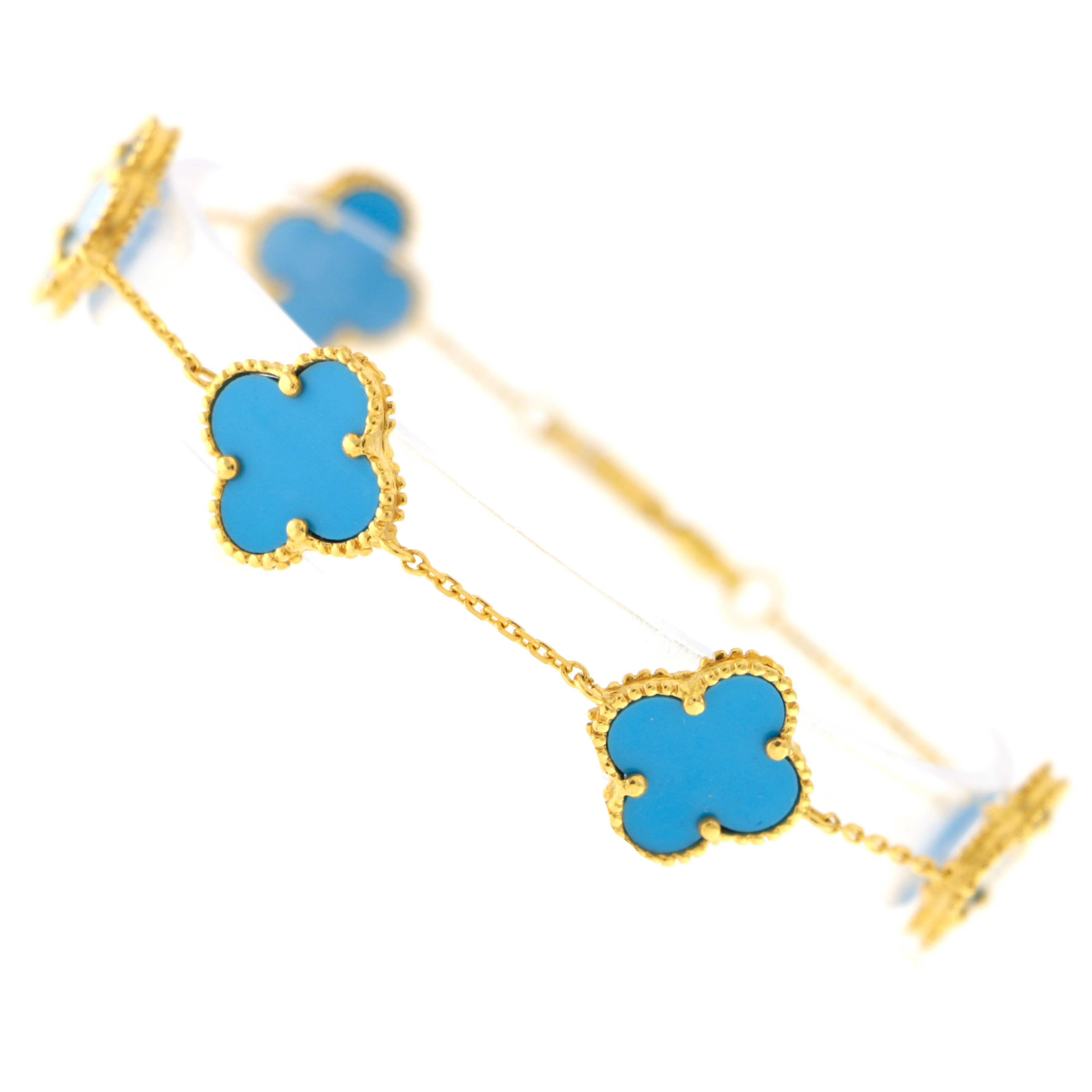 22carat Gold Blue Clover Leaf Bracelet | 8.97g