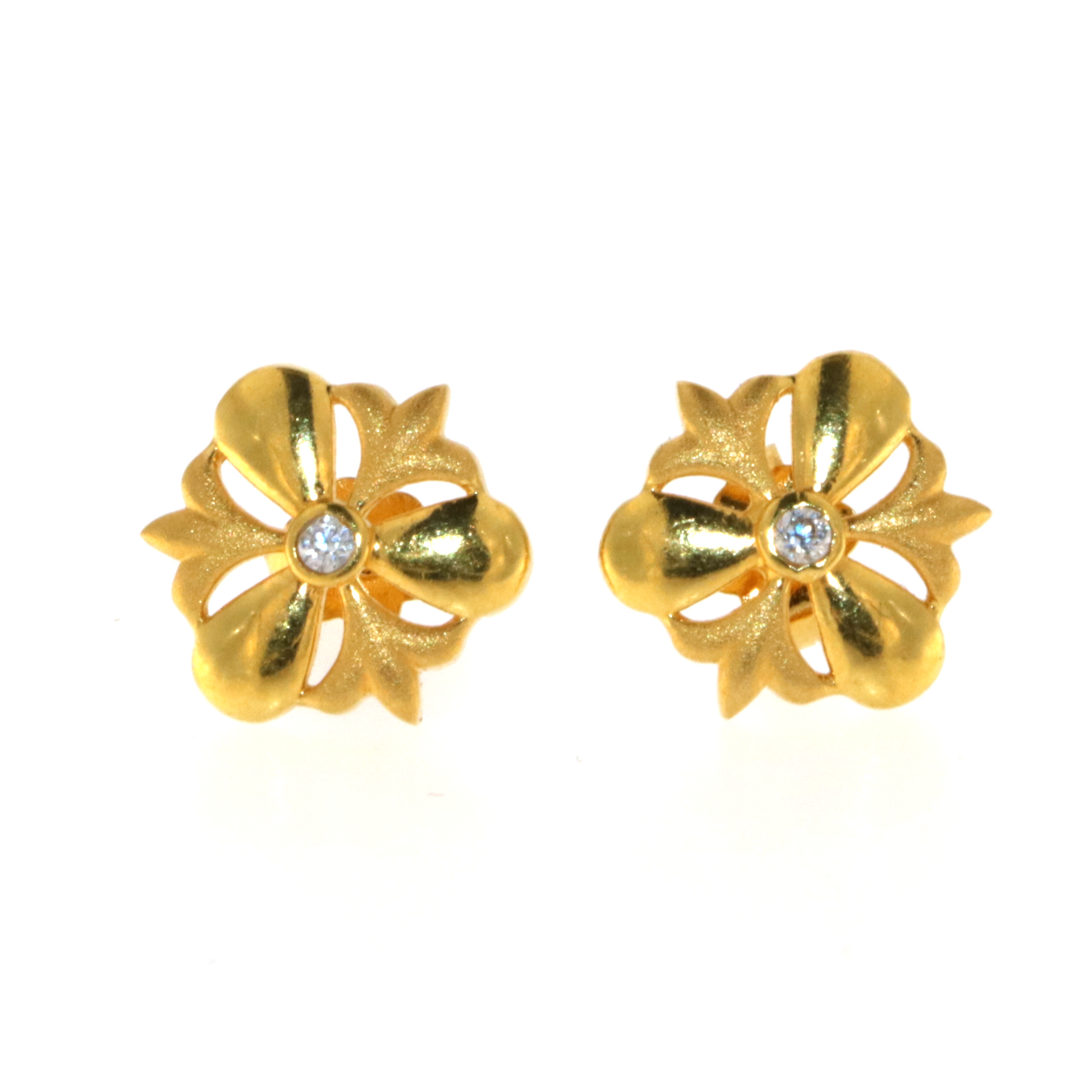 22ct Real Gold Asian/Indian/Pakistani Style Stud Flower Earrings