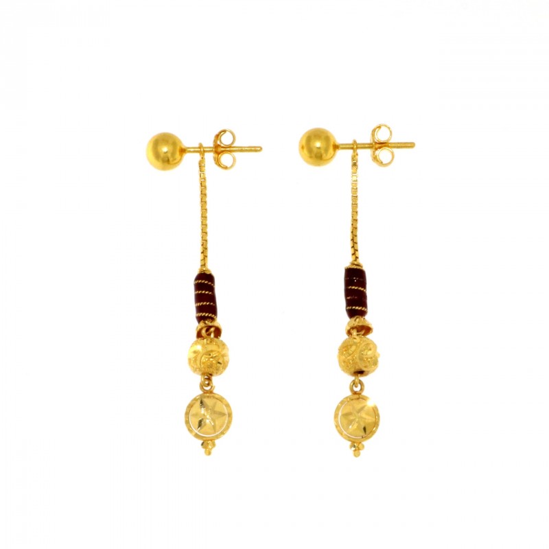22ct Real Gold Asian/Indian/Pakistani Style Drop 2 in 1 Earrings