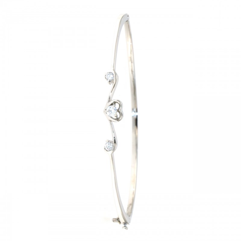 925 Sterling Silver Heart Bangle (Openable)