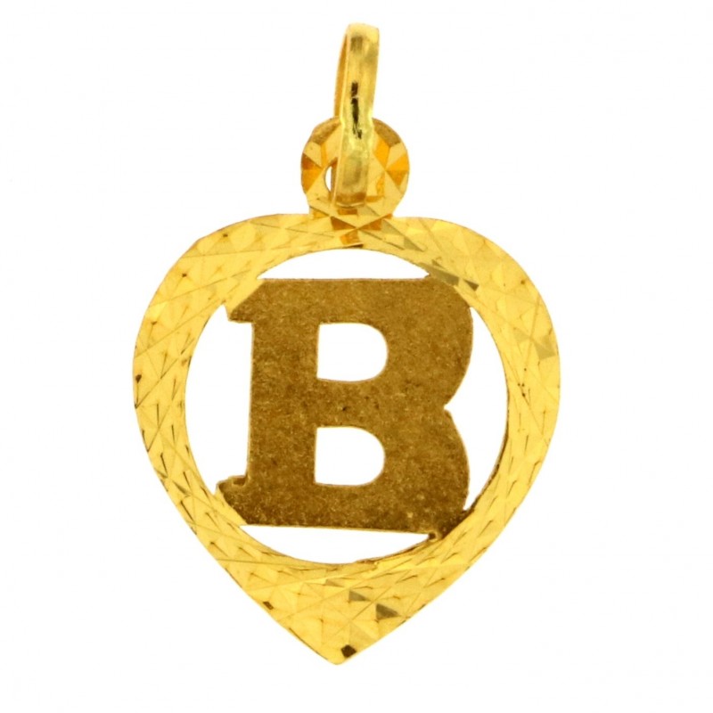 22ct Real Gold Asian/Indian/Pakistani Style 'B' Heart Pendant