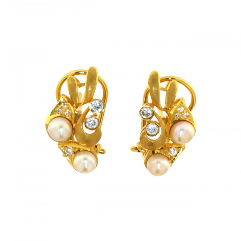 22ct Real Gold Asian/Indian/Pakistani Style Pearl Stud Earrings