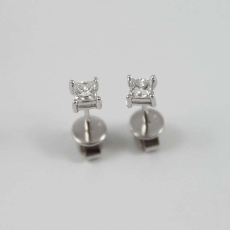18ct White Gold Princess Cut 0.50ct Diamond Stud Earrings
