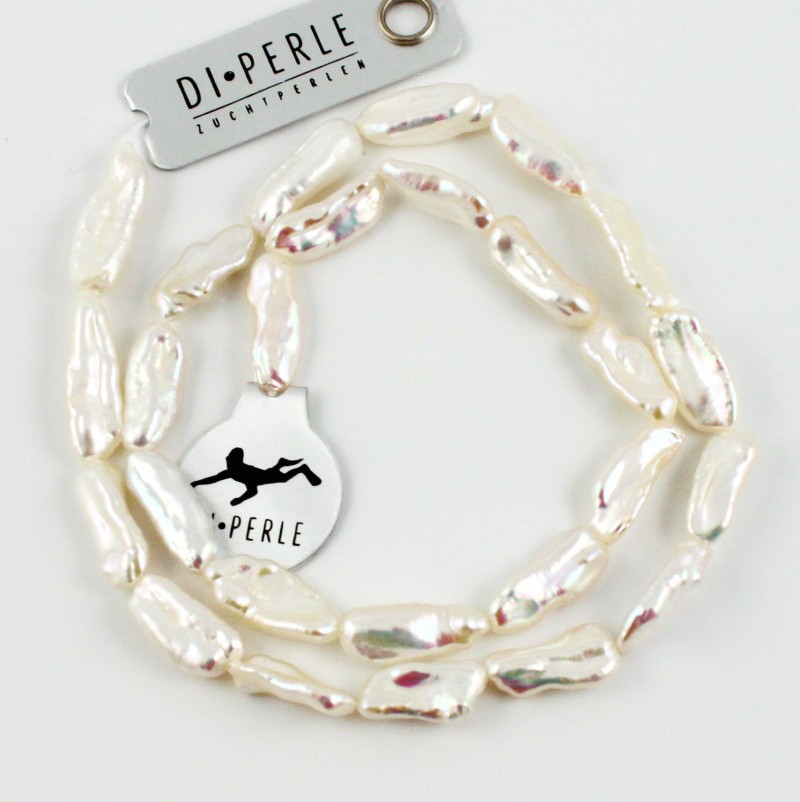 Biwa Drilled Lengthwise White Pearl String