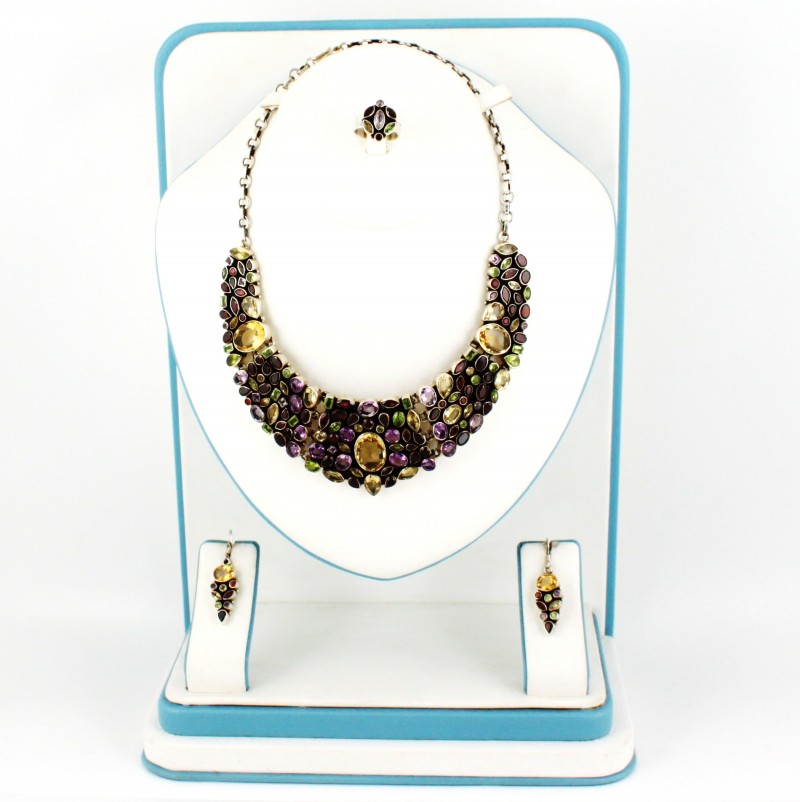 925 Sterling Silver | Semi Precious Gemstones | Necklace Set