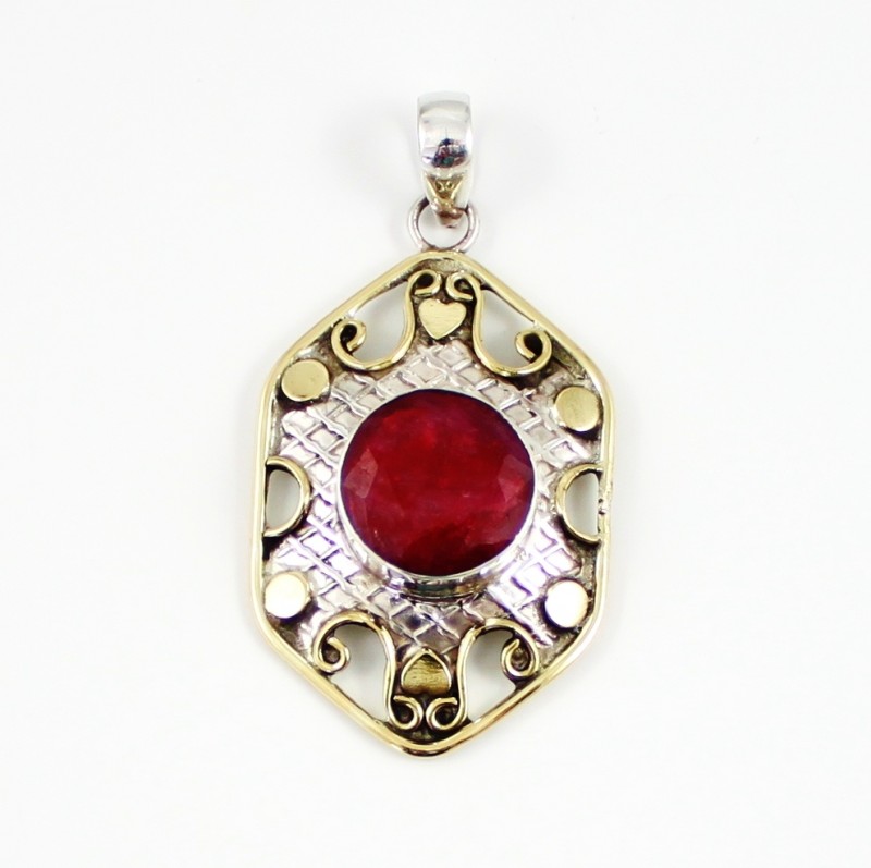 925 Sterling Silver Ruby Pendant
