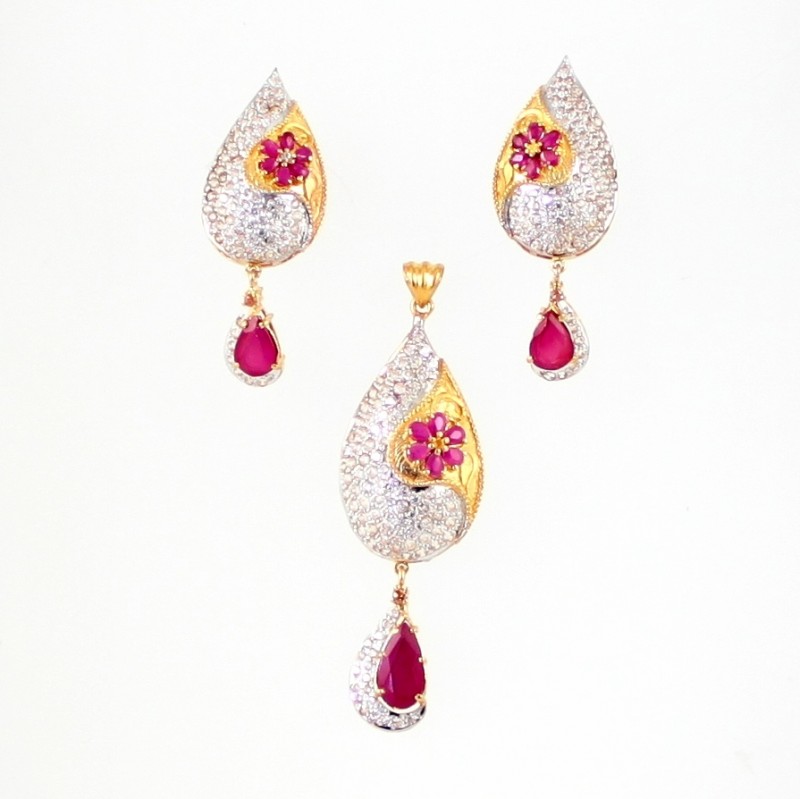 22ct Real Gold Asian/Indian/Pakistani Style Ruby Pendant Set ROYAL COLLECTION