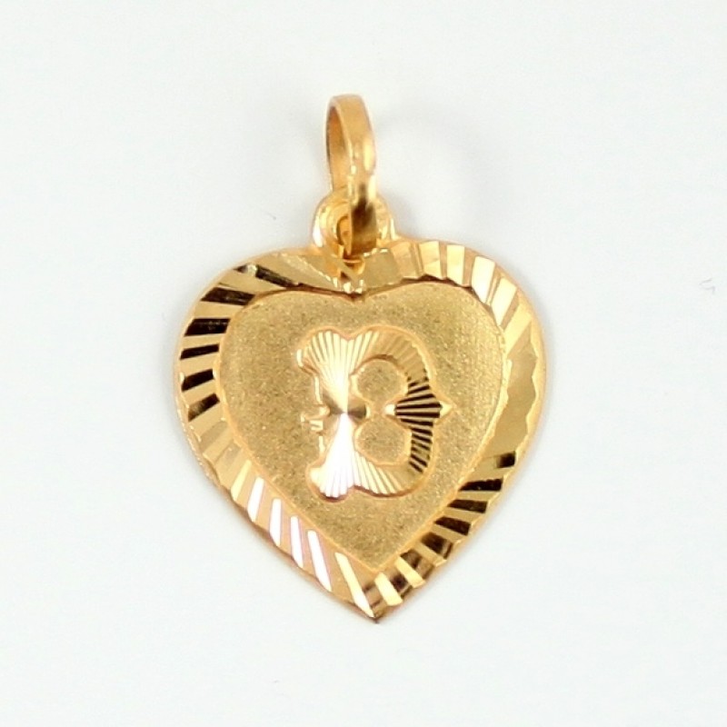 22ct Real Gold Asian/Indian/Pakistani Style "D" Heart Pendant