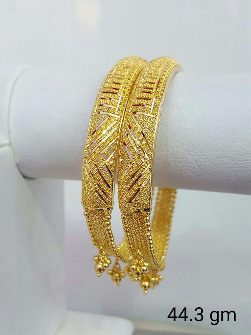 22ct Real Gold Asian/Indian/Pakistani Style Half Bangle Half Bracelet (Pair)