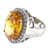 Silver Yellow and White Cubic Zirconia Ring