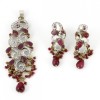 925 Sterling Silver Antique Style Ruby Pendant Set