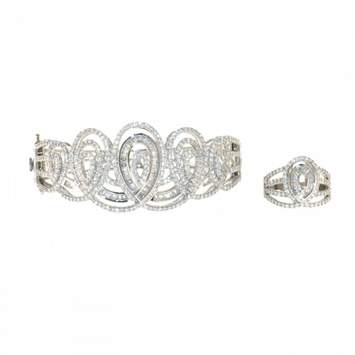 925 Sterling Silver Bangle and Ring Set