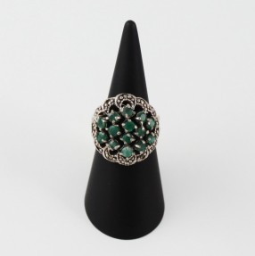 925 Sterling Silver Emerald Bouqet Ring