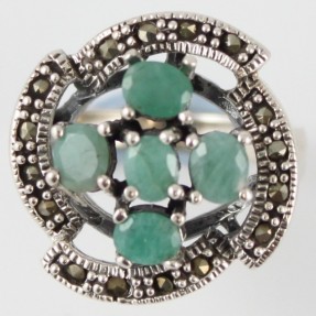 925 Sterling Silver Emerald Ring