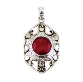 925 Sterling Silver Ruby Pendant