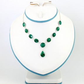 925 Sterling Silver Emerald Necklace