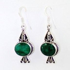 925 Sterling Silver Emerald Earrings