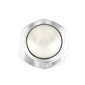 925 Sterling Silver Pearl Unisex Ring