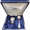 Sterling Silver Egg Cup And Spoon Plain Set