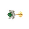 18ct Gold Diamond & Emerald Flower Nose Pin