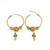 22ct Real Gold Asian/Indian/Pakistani Style Beads Medium Hoop Jhumkay Earrings