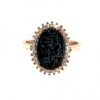 925 Sterling Silver Rose Gold Plated Unique Alaisallah Ring with Black Onyx