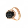 925 Sterling Silver Rose Gold Plated Unique Alaisallah Ring with Black Onyx